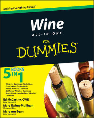 This is the book cover for 'Wine All-in-One For Dummies' by Ed McCarthy