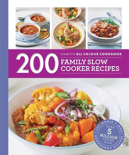 This is the book cover for 'Hamlyn All Colour Cookery: 200 Family Slow Cooker Recipes' by Sara Lewis