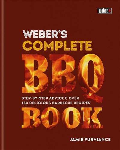 This is the book cover for 'Weber's Complete BBQ Book' by Jamie Purviance