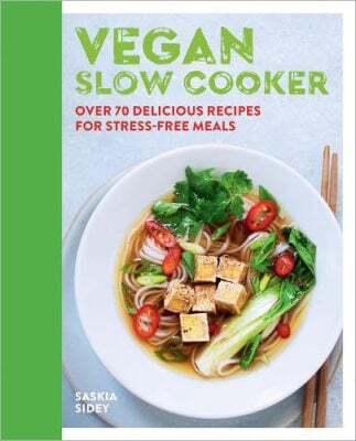 This is the book cover for 'Vegan Slow Cooker' by Saskia Sidey