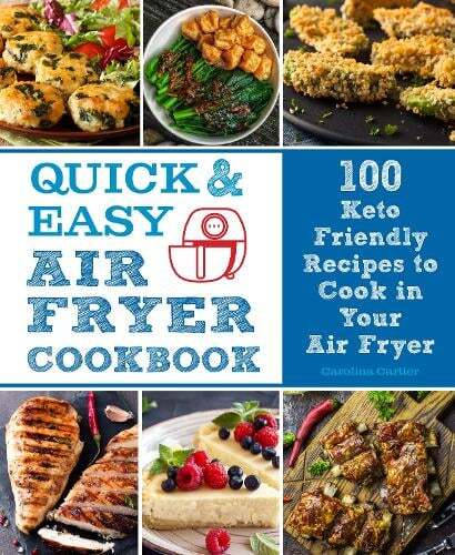 This is the book cover for 'Quick and Easy Air Fryer Cookbook Volume 8' by Carolina Cartier