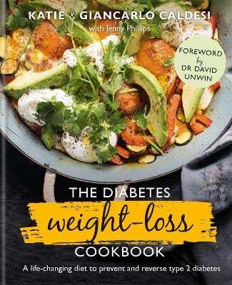 This is the book cover for 'The Diabetes Weight-Loss Cookbook' by Katie Caldesi