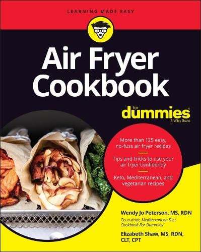 This is the book cover for 'Air Fryer Cookbook For Dummies' by Wendy Jo Peterson