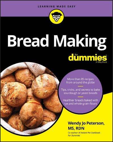 This is the book cover for 'Bread Making For Dummies' by Wendy Jo Peterson