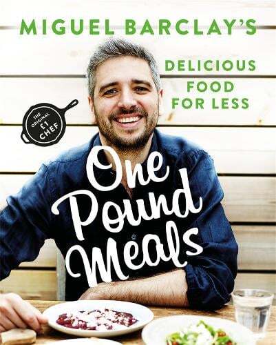 This is the book cover for 'One Pound Meals' by Miguel Barclay