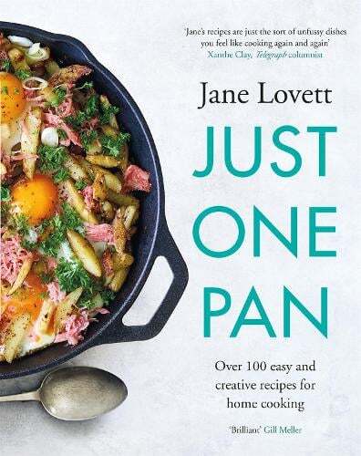 This is the book cover for 'Just One Pan' by Jane Lovett