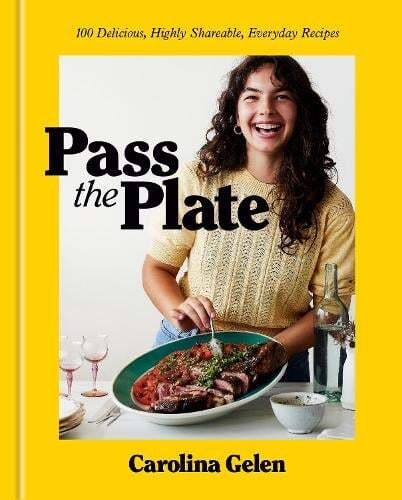 This is the book cover for 'Pass the Plate' by Carolina Gelen