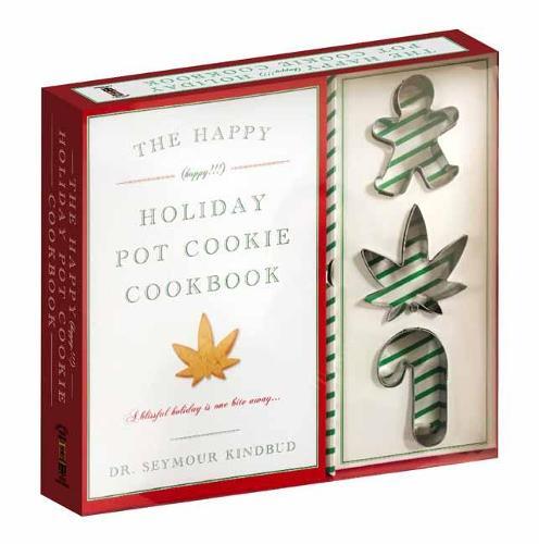 This is the book cover for 'Happy Happy Holiday Pot Cookie Kit' by Cider Mill Press