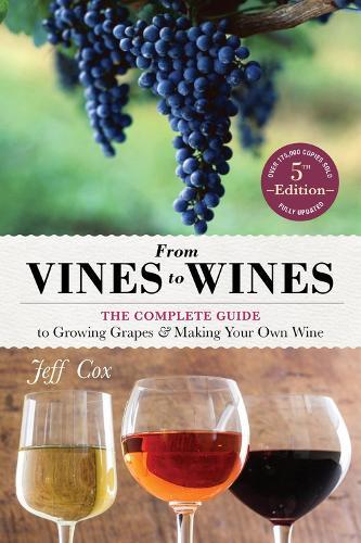 This is the book cover for 'From Vines to Wines, 5th Edition' by Jeff Cox