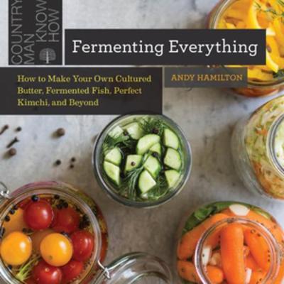 This is the book cover for 'Fermenting Everything' by Andy Hamilton