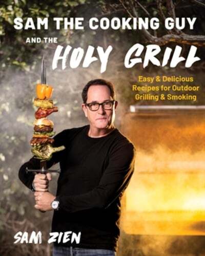 This is the book cover for 'Sam the Cooking Guy and The Holy Grill' by Sam Zien