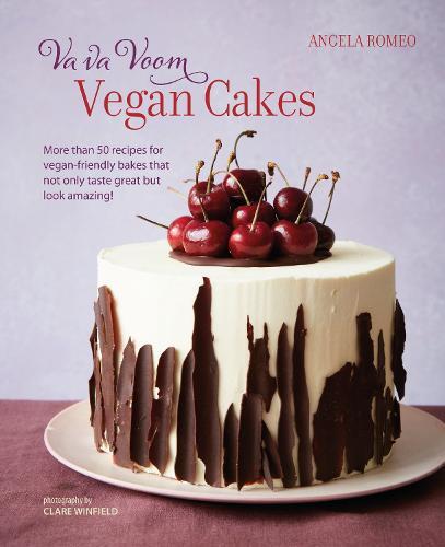 This is the book cover for 'Va va Voom Vegan Cakes' by Angela Romeo