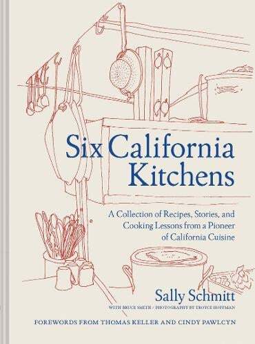 This is the book cover for 'Six California Kitchens' by Sally Schmitt