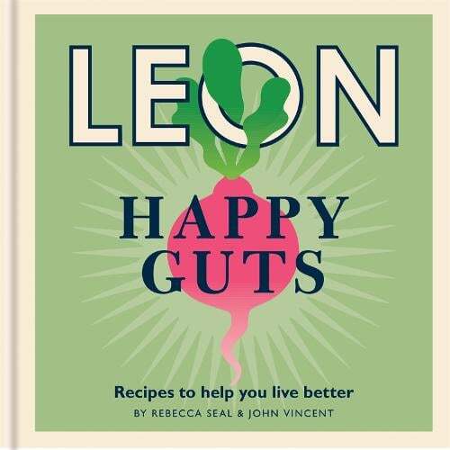 This is the book cover for 'Happy Leons: Leon Happy Guts' by Rebecca Seal