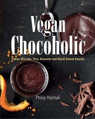 This is the book cover for 'Vegan Chocoholic' by Philip Hochuli