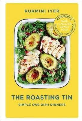 This is the book cover for 'The Roasting Tin' by Rukmini Iyer