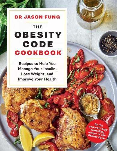 This is the book cover for 'The Obesity Code Cookbook' by Dr Jason Fung