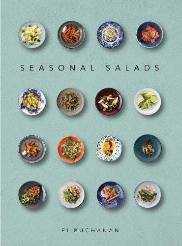 This is the book cover for 'Seasonal Salads' by Fi Buchanan